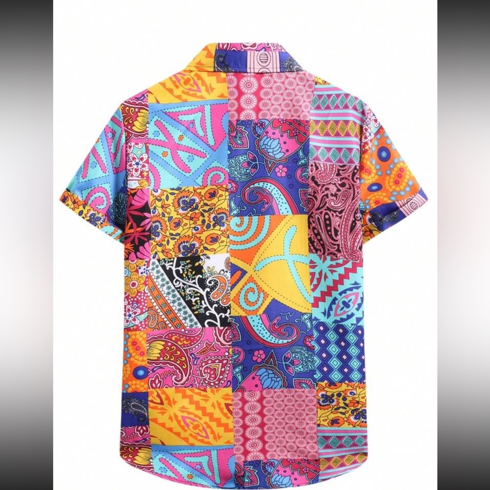 Men’s patchwork button down shirt - Picture 4 of 6